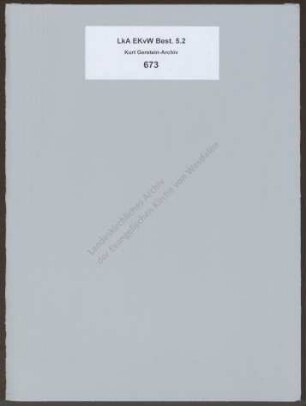 Begleitschreiben Kurt Gersteins zum Versand seiner Schriftenmission aus Hagen vom 04.12.1937