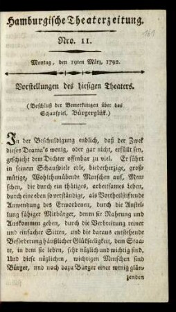 Nro 11. Montag, den 19ten März, 1792