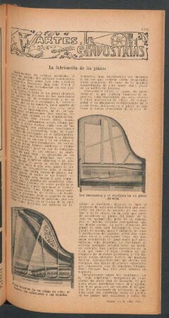 La fabricación de los pianos : Artes e industrías