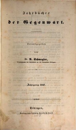 Jahrbücher der Gegenwart. 1847