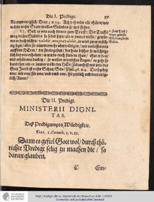 Die II. Predigt. MINISTERII DIGNITAS.