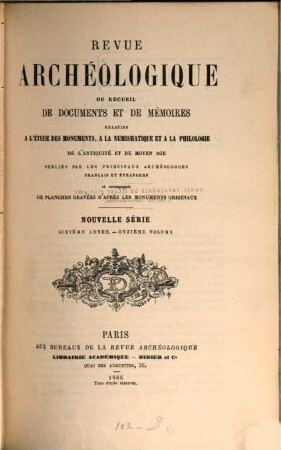 Revue archéologique. 11 = A. 6. 1865