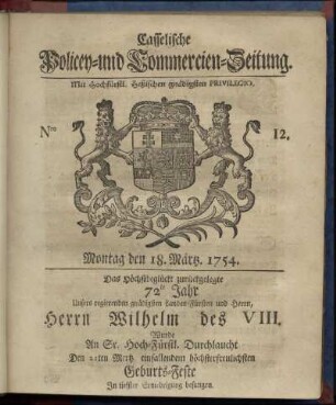 Nro. 12, Montag den 18. Maertz 1754