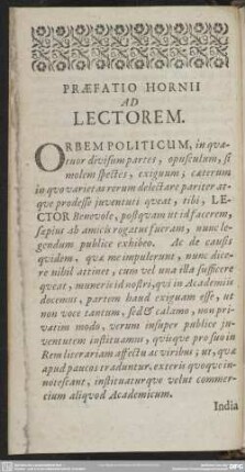 Praefatio Hornii Ad Lectorem