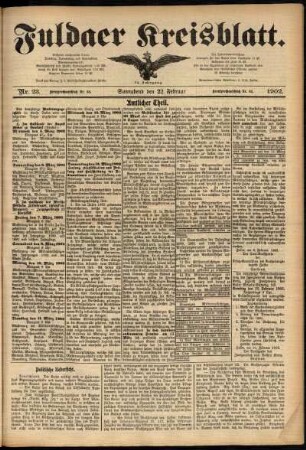 Erste Ausgabe vom Samstag, den 22. Februar 1902.