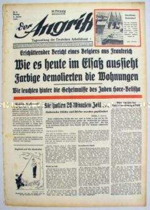 Tageszeitung "Der Angriff" u.a. zur Lage im Elsass