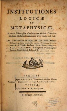 Institutiones Logicae et Metaphysicae