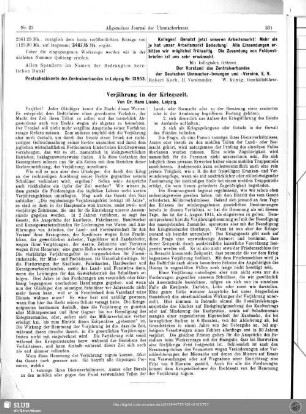 Verjährung in der Kriegszeit