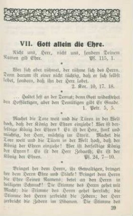 VII. Gott allein die Ehre.