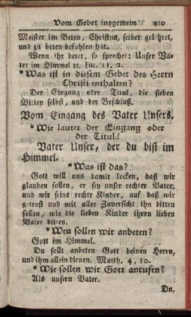 Vom Eingang des Vater Unsers.