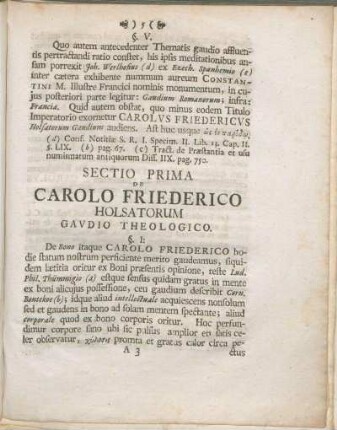 Sectio Prima De Carolo Friederico Holsatorum Gavdio Theologico.