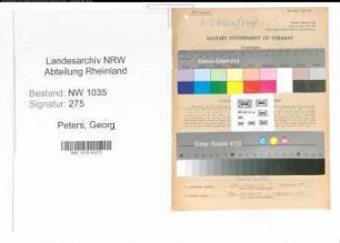 Entnazifizierung Georg Peters , geb. 09.10.1897 (Steiger)