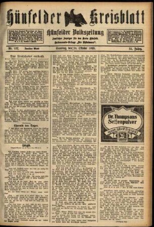 Zweite Ausgabe vom Samstag, den 24. Oktober 1925.