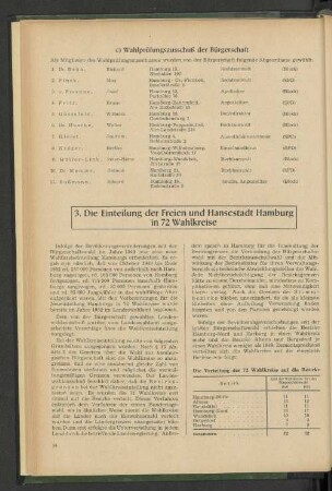 3. Die Einteilung der Freien und Hansestadt Hamburg in 72 Wahlkreise