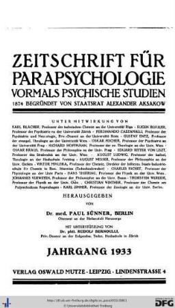 8=60: Zeitschrift für Parapsychologie