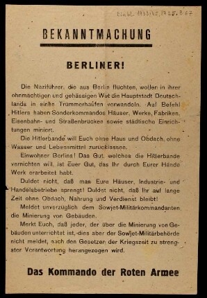 BEKANNTMACHUNG BERLINER!