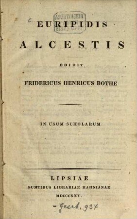 Euripidis Alcestis : in usum scholarum