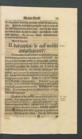 II. das capital/ so auff wechsel ausgethan wird?