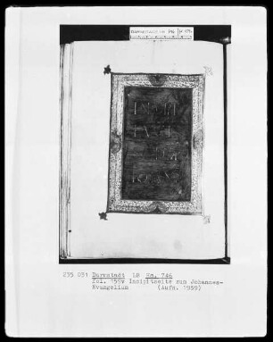 Evangeliar mit Capitulare, Palastschule Karls des Kahlen — Incipit zum Johannesevangelium, Folio 159verso