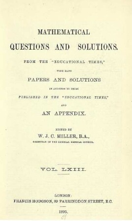 63: Mathematical questions and solutions