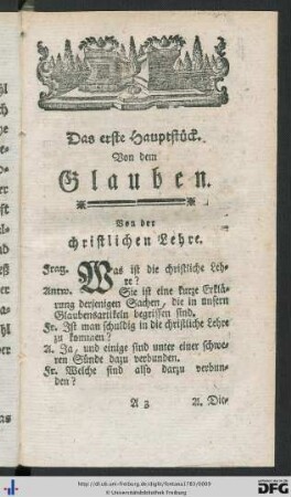 Das erste Hauptstück. Von dem Glauben.