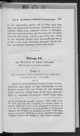 Anlage IX. (zu S. 18.) Von Regulirung der Bürger-Conventen. (Erste Redaction der kaiserlichen Commission.)