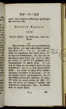 Drittes Kapitel von der schiefen Fläche, der Schraube, und dem [Keile].