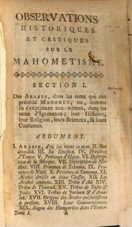 L'Alcoran de Mahomet, Tome Premier