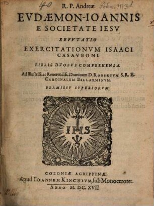 Refutatio exercitationum Isaaci Casauboni