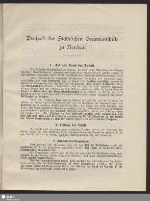 Prospekt der Städtischen Beamtenschule zu Nerchau