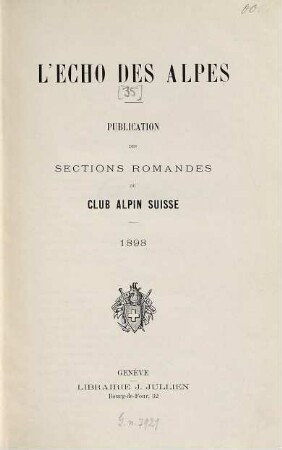 L' echo des alpes. [35]. 1898