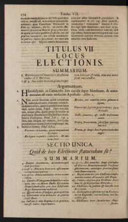 Titulus VII. Locus Electionis