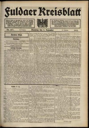Zweite Ausgabe vom Dienstag, den 03. Dezember 1912.
