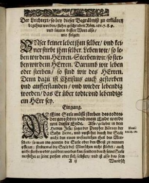 [Eine Christliche Leichpredigt.]