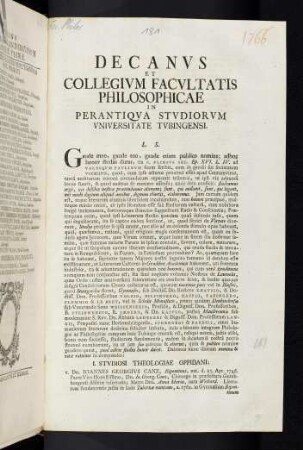 Decanus et Collegium Facultatis Philosophicae ...
