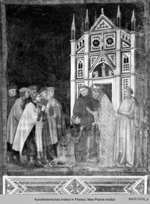 Kapellenausmalung : Nikolausszenen : Die freigelassenen Gefangenen vor Nikolaus