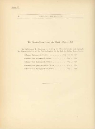 Anlage VII. Commissarien der Regierung