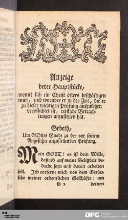 [II.] Anzeige derer Hauptstücke