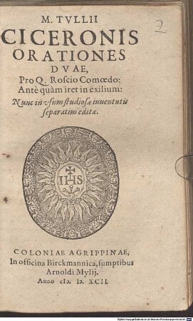 M. T. Ciceronis Orationes Duae, Pro Q. Roscio Comoedo: Antequam iret in exilium