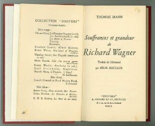 Souffrances et Grandeur de Richard Wagner