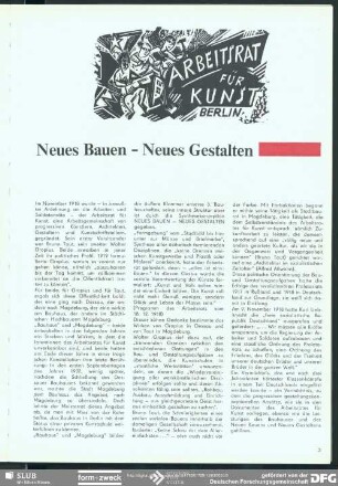 Neues Bauen – Neues Gestalten. Arbeitsrat für Kunst : Neues Bauen – Neues Gestalten. Arbeitsrat für Kunst
