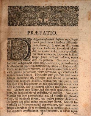 Dissertatio Philosophica Prior De Obligatione Astronomi Christiani Erga Scriptvram S.