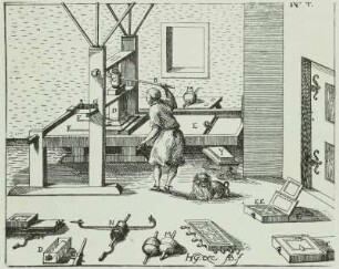 Buchdruckerpresse, Stich 1613