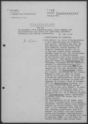 Neenstetten: Pfarrbericht mit Visitationsbericht 1949