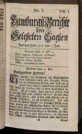 No. I. den 1. Jan. 1737. - No. X. den 31. Jan. 1737.