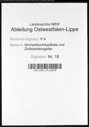 Kirchenbuchduplikate der evangelischen Gemeinde (GHT 1815-1833). (Gemeinde: Asseln, Evangelische Gemeinde)