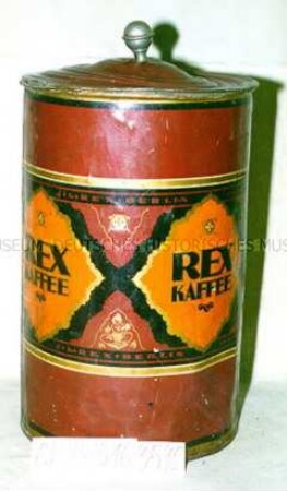 Vorrats-Blechdose mit Knauf für "REX KAFFEE J.L. REX BERLIN"