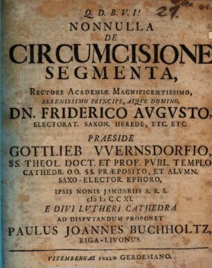 Nonnulla de circumcisione segmenta