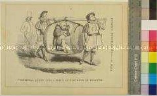 Karikatur aus dem "Punch" auf den unpopulären Ernst August I. König von Hannover sowie Duke Wellington und Robert Peel (in englischer Sprache)