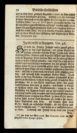Jacob reyset in Aegypten. Gen. 46.